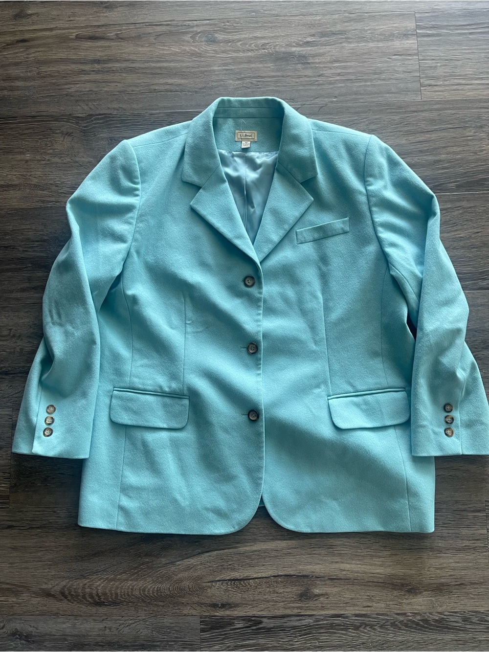 L.L. Bean | Turquoise Wool Cashmere Button Front Blazer Size 18